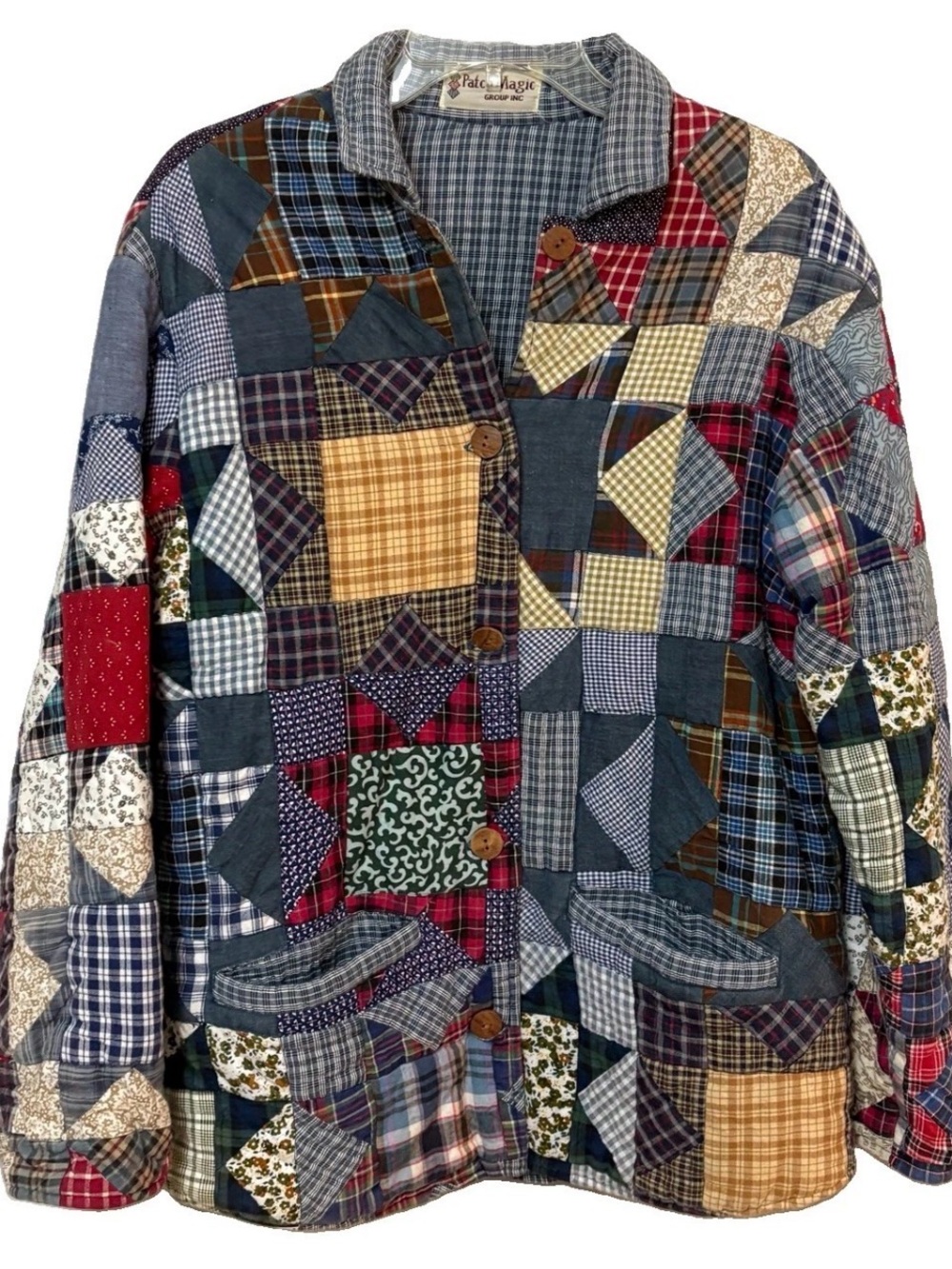 Vintage Patch Magic Women’s Barn Jacket S Y2K Reversible Quilted Patchwork Star